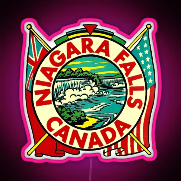Niagara Falls Canada Vintage Travel Decal RGB Neon Sign