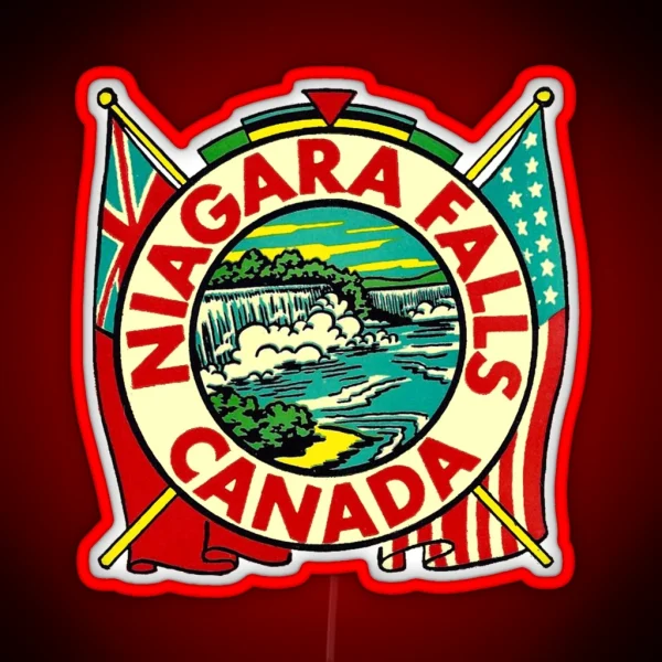 Niagara Falls Canada Vintage Travel Decal RGB Neon Sign