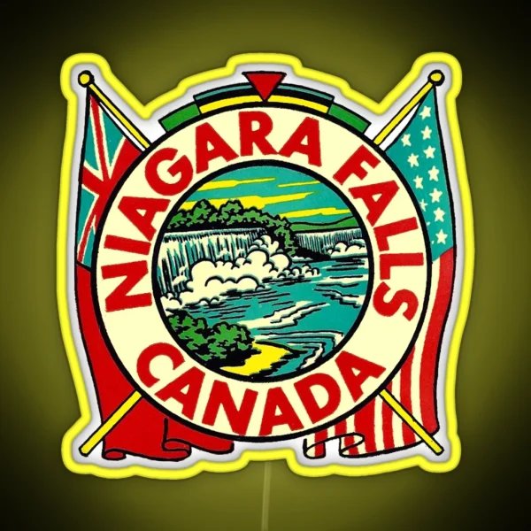 Niagara Falls Canada Vintage Travel Decal RGB Neon Sign