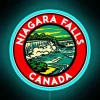 Vintage Travel Sign Featuring Majestic Niagara Falls in Neon Colors