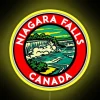 Retro-inspired Canada LED light display, vintage Niagara Falls ambiance