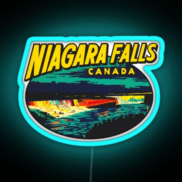 Niagara Falls Ontario Vintage Travel Decal RGB Neon Sign