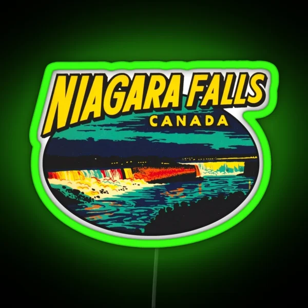 Niagara Falls Ontario Vintage Travel Decal RGB Neon Sign