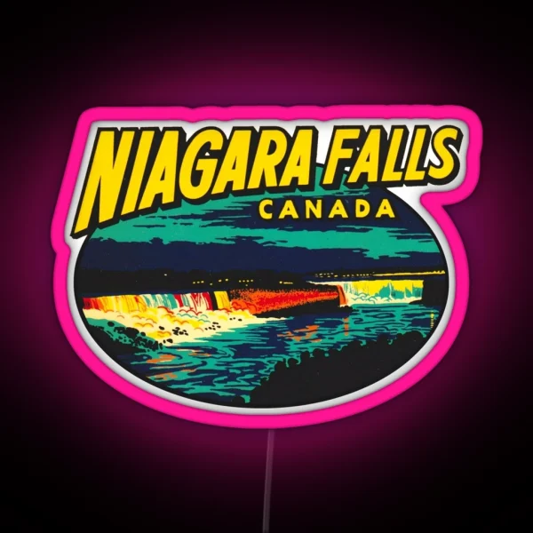 Niagara Falls Ontario Vintage Travel Decal RGB Neon Sign