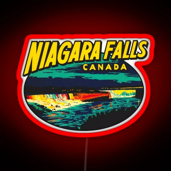 Niagara Falls Ontario Vintage Travel Decal RGB Neon Sign