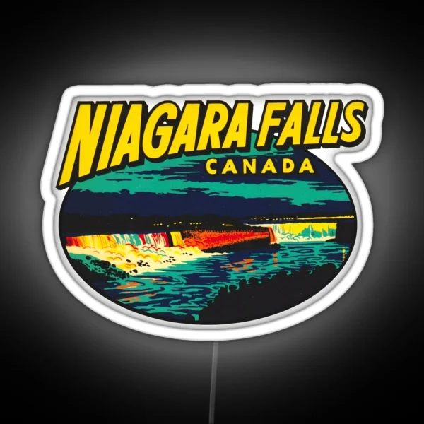 Niagara Falls Ontario Vintage Travel Decal RGB Neon Sign