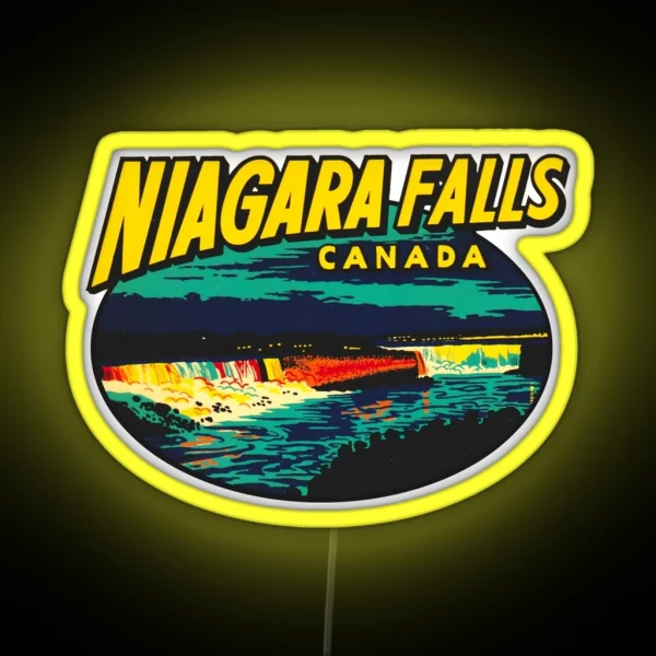 Niagara Falls Ontario Vintage Travel Decal RGB Neon Sign