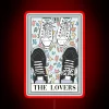 Customizable Nick and Charlie Heartstopper tarot-inspired RGB neon wall decoration.