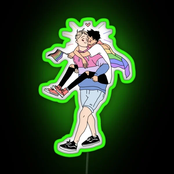 Nick And Charlie Pride Heartstopper RGB Neon Sign