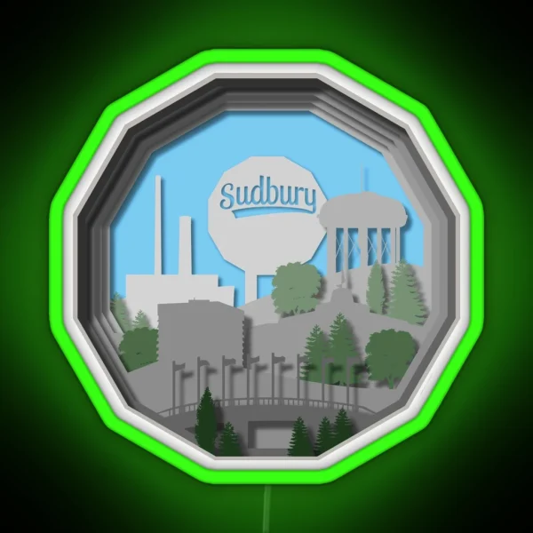 Nickel City Sudbury Ontario Cityscape RGB Neon Sign