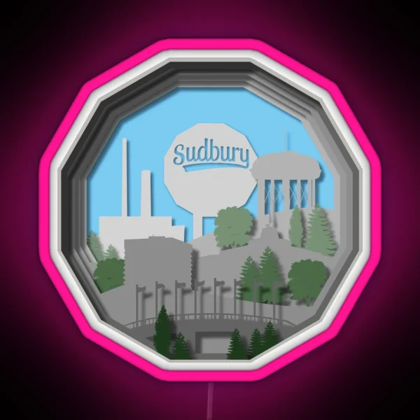 Nickel City Sudbury Ontario Cityscape RGB Neon Sign