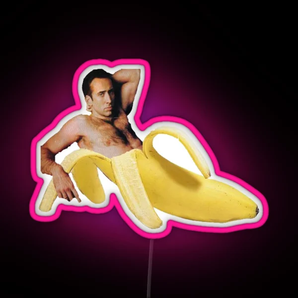 Nicolas Cage Banana Pattern RGB Neon Sign