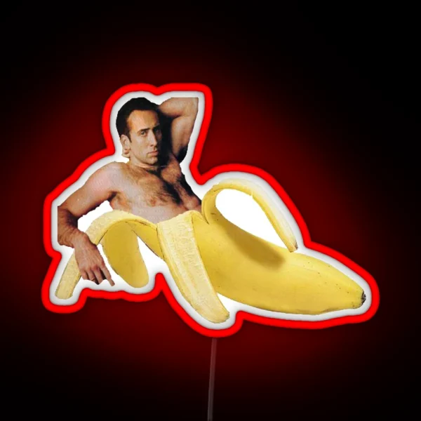 Nicolas Cage Banana Pattern RGB Neon Sign