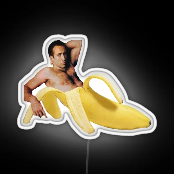 Nicolas Cage Banana Pattern RGB Neon Sign