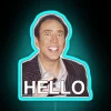 Neon Nicolas Cage HELLO Sign, Colorful Retro-Themed Wall Decor, Fun Party