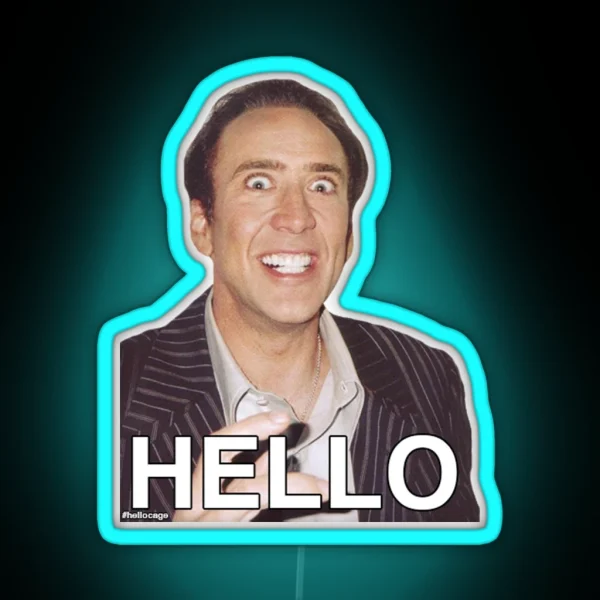 Nicolas Cage HELLO Led RGB Neon Sign