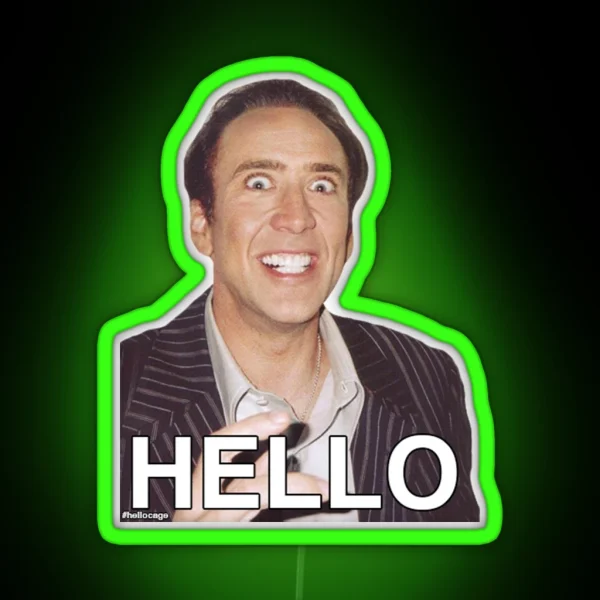 Nicolas Cage HELLO Led RGB Neon Sign