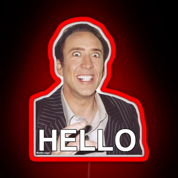 Nicolas Cage HELLO Led RGB Neon Sign