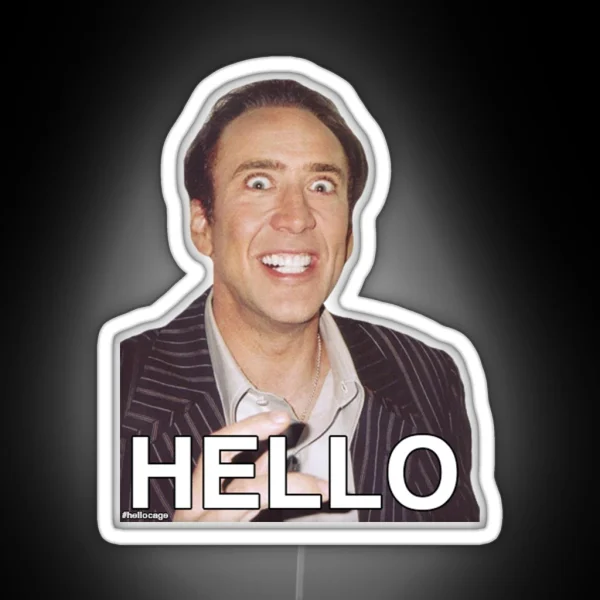 Nicolas Cage HELLO Led RGB Neon Sign