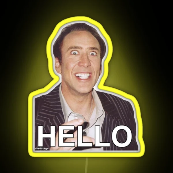 Nicolas Cage HELLO Led RGB Neon Sign