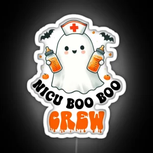 Nicu Boo Boo Crew Halloween Nicu Boo Crew Funny Nurse Halloween RGB Neon Sign