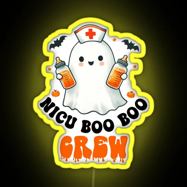 Nicu Boo Boo Crew Halloween Nicu Boo Crew Funny Nurse Halloween RGB Neon Sign