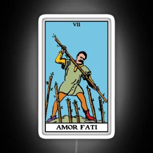 Nietzsche Amor Fati Seven Of Wands Tarot Philosophy RGB Neon Sign