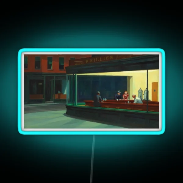 Nighthawks Edward Hopper RGB Neon Sign