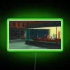 Whimsical tribute to art history, vibrant Nighthawks-inspired neon lighting fixture
