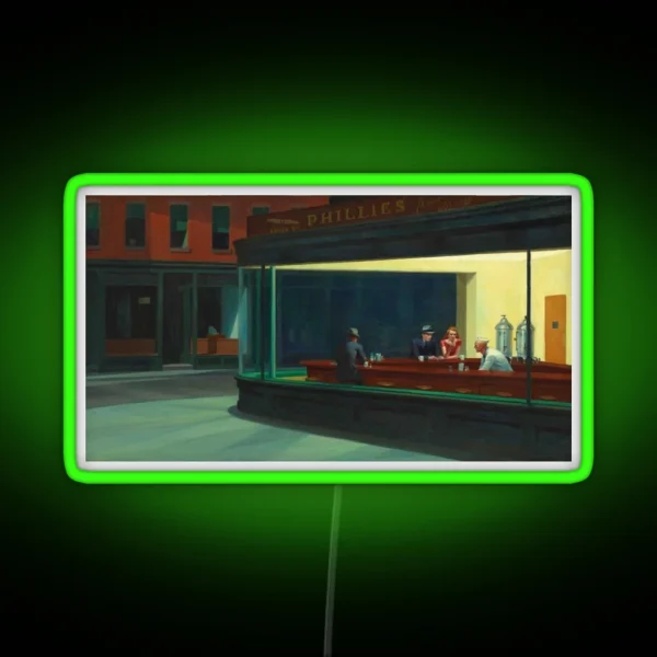 Nighthawks Edward Hopper RGB Neon Sign
