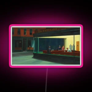 Nighthawks Edward Hopper RGB Neon Sign