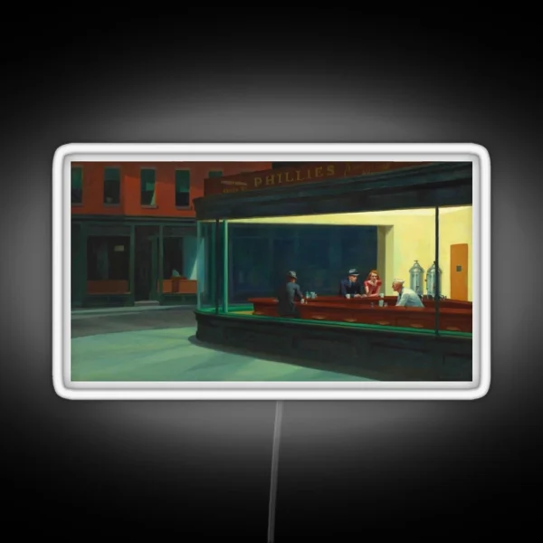 Nighthawks Edward Hopper RGB Neon Sign