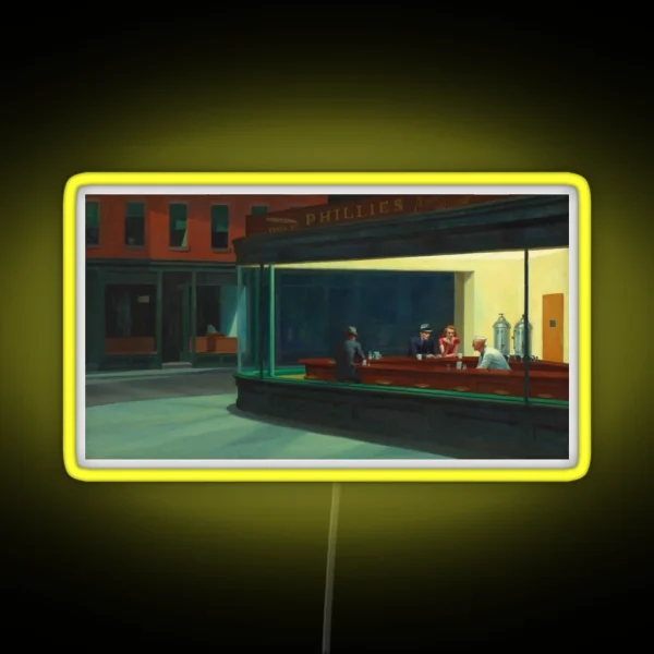 Nighthawks Edward Hopper RGB Neon Sign