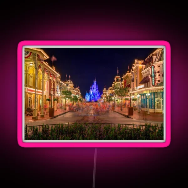 Nighttime On Main Street USA RGB Neon Sign