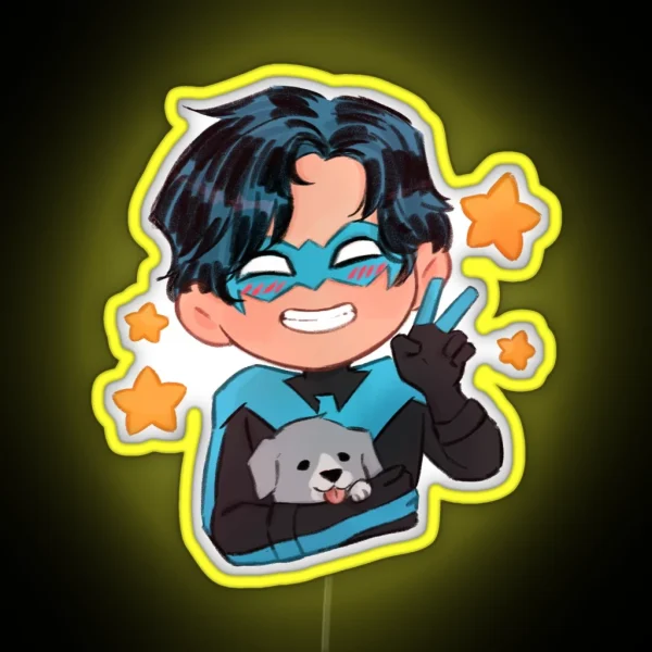 Nightwing And Bitewing Chibi RGB Neon Sign