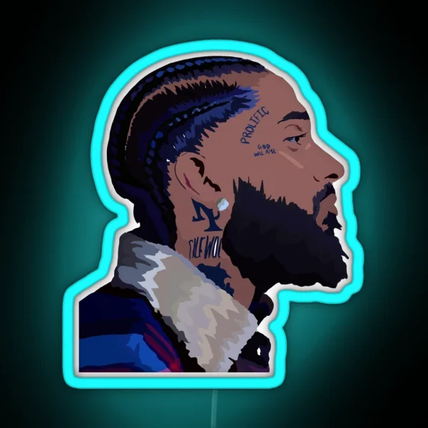 Nipsey Hussle Side Profile With Eye RGB Neon Sign