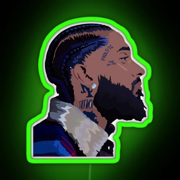 Nipsey Hussle Side Profile With Eye RGB Neon Sign