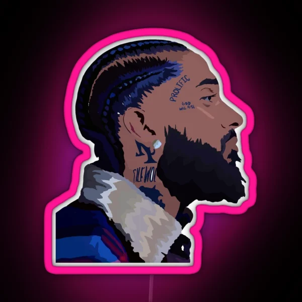 Nipsey Hussle Side Profile With Eye RGB Neon Sign