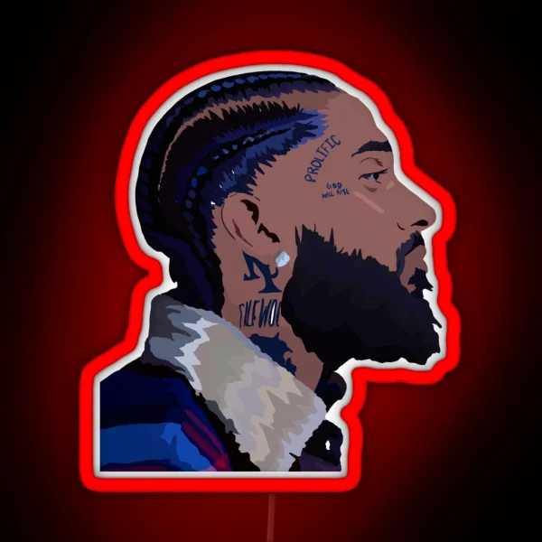 Nipsey Hussle Side Profile With Eye RGB Neon Sign