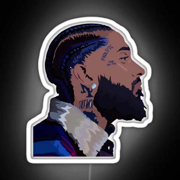 Nipsey Hussle Side Profile With Eye RGB Neon Sign