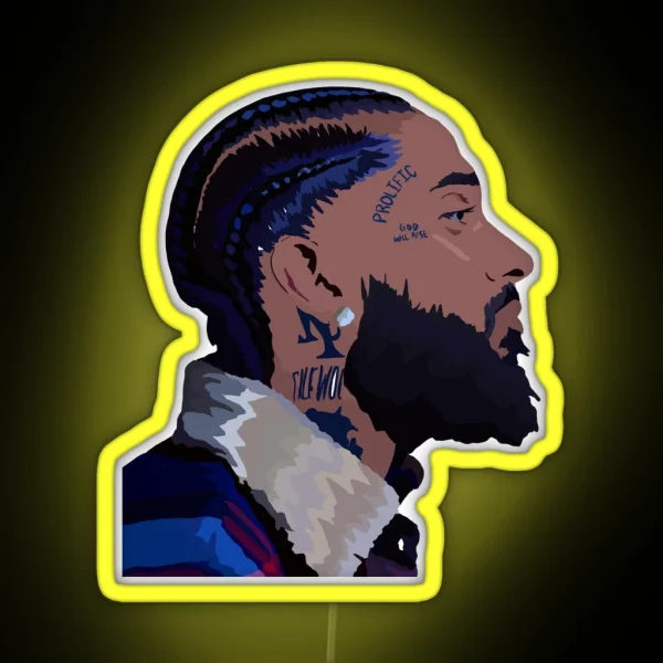 Nipsey Hussle Side Profile With Eye RGB Neon Sign