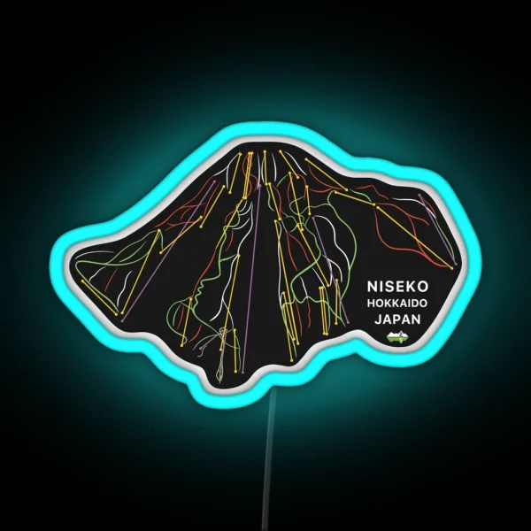 Niseko Japanese Mountain Resort Skiing Trail Map Light RGB Neon Sign