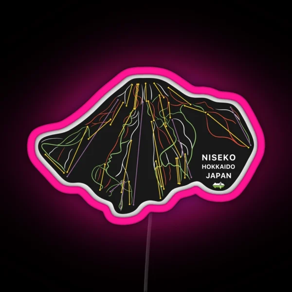 Niseko Japanese Mountain Resort Skiing Trail Map Light RGB Neon Sign