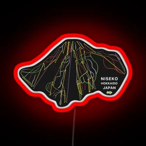 Niseko Japanese Mountain Resort Skiing Trail Map Light RGB Neon Sign