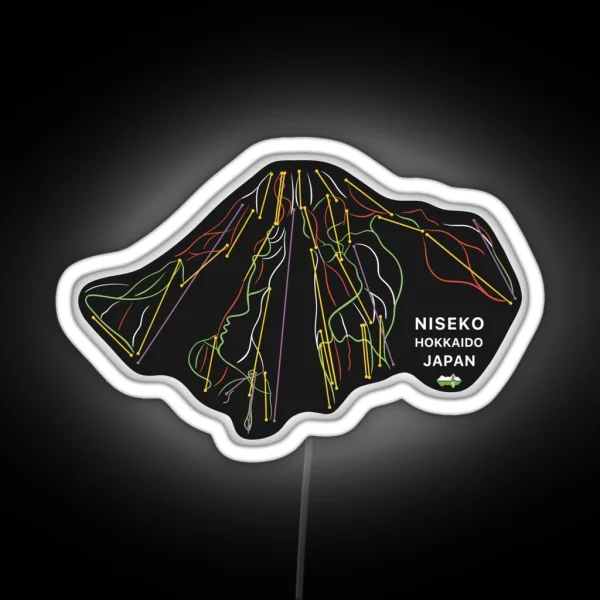 Niseko Japanese Mountain Resort Skiing Trail Map Light RGB Neon Sign