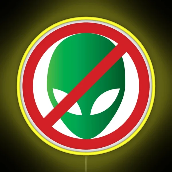 No Alien Warning Sign RGB Neon Sign