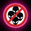 No Aliens Allowed Sign with Vibrant RGB Neon LED Display