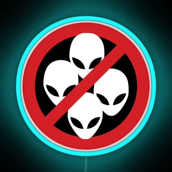 No Aliens White Sign RGB Neon Sign