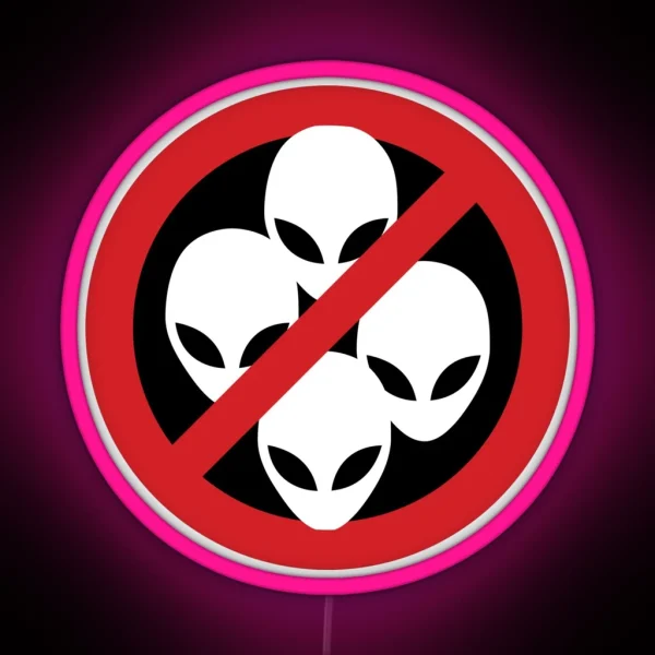 No Aliens White Sign RGB Neon Sign