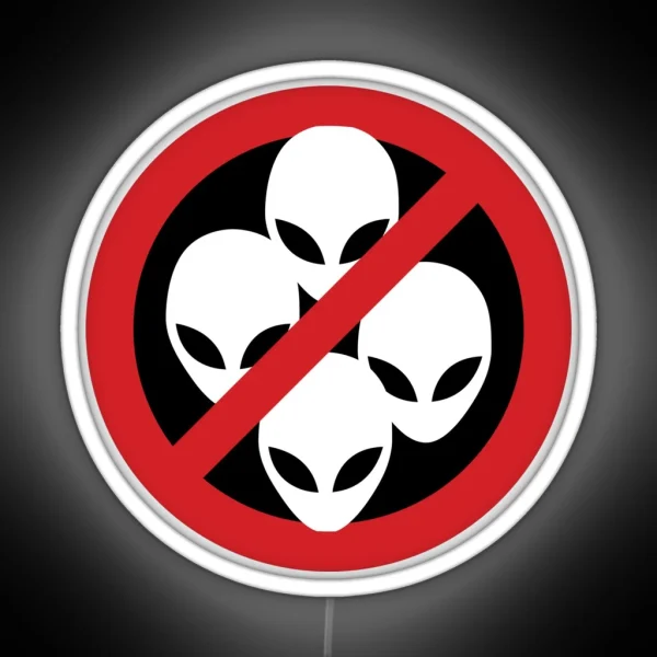 No Aliens White Sign RGB Neon Sign